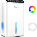 Dehumidifiers for Home (85 OZ Water Tank, 800 sq.ft) Quiet Small Dehumidifier for Basement Bedroom Bathroom with Drain Hose, 3 Gear Timer, Sleep Mode, Auto Shut Off, 7 Color Ambient Light