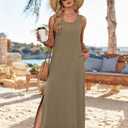 WIHOLL Maxi Dress Summer Dresses 2026 Beach Vacation Clothes Sleeveless Sundresses with Pockets Boho (XXL)