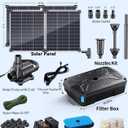 Antfraer Solar Pond Filter & Pump Kit, 100W Foldable Solar Panel with 3-Stage Filtration, Dual Mode Fountain & Waterfall Pond Filter for Outdoor Ponds, Fish Ponds, Garden Water Features