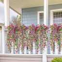 Artificial Fake Hanging Flowers Plants for Outdoor Spring Summer Decoration,2 PCS Faux Silk Daisy with Eucalyptus Leaves,UV Resistant Look Real for Outside Home Planter Porch Patio Balcony Yard Decor