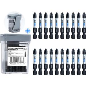 toolant 2 Inch Phillips Bit#2 Magnetic Anti Slip Impact Screwdriver Bits Set,20pcs Insert S2 Steel PH2 Driver Dit Set with CNC Machined Tips for Power Drill