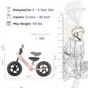 KRIDDO Toddler Balance Bike 2 Year Old, Age 24 Months to 5 Years Old, 12 Inch Push Bicycle with Customize Plate (3 Sets of Stickers Included), Steady Balancing, Gift Bike for 2-3 Boys Girls, Pink