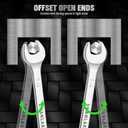 SWANLAKE GARDEN TOOLS 30-Piece Combination Wrench Set, Metric & SAE (8-22mm & 1/4 to 1-1/16),12-Point Open End Standard Wrench Set, Mechanics Wrenches Sets, Chrome Vanadium Steel with Storage Rack