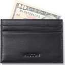 Leather Slim Card Holder, Tiny Small Credit Card Wallet ID Case for Men & Women (Black)