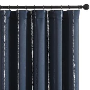 jinchan 100% Blackout Curtains 63 Inches Long for Bedroom, Boho Insulated Curtains Black Printed on Beige Geometric Drapes Back Tab Rod Pocket Room Darkening Retro Farmhouse Pattern 2 Panels