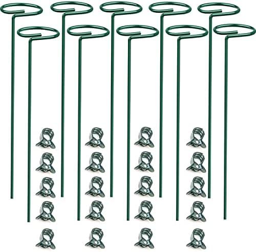 SUNYAY 10 pcs 20 inch Metal Single Stem Flower Plant Support Stakes and Rings for Amaryllis Orchid Lily Sunflower Rose Narcissus
