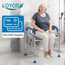 Loyoda Toilet Seat Risers for Seniors, Removable Padded Raised Toilet Seat with Handles, Easy to Clean Adjustable Height Toilet Riser, Handicap Elevated Seat 400lb, Fits Any Toilet
