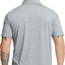 Rouen Golf Shirts for Men Moisture Wicking Lightweight Dry fit Performance Sports Stripe Collared Golf Polo Shirts for Men (Gray, XXL)