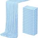 16 Pack Baby Blue Cheesecloth Table Runner 20 x 120 inch Gauze Table Runners 10 FT Long,Semi Sheer Cheese Cloth Fabric Table Runner Bulk for Wedding,Party,Baby Shower,Bridal Shower Decoration