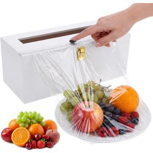 12" Commercial Plastic Wrap Dispenser with Cutter & Roller Heavy Duty Holder for 3000ft Film 1000ft Foil Roll for Restaurant Kitchen Foodservice