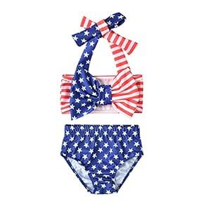 Aalizzwell Baby Girl Bathing Suit, Toddler Girls Two Piece Swimsuit Halter Top Bikini Bottoms Swimming Suit (0-6 Months)