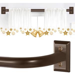 Bronze Wrap Around Curtain Rods 28 to 48":Blackout Adjustable Window Curtain Rod,Room Darkening Heavy Duty Curved French Metal Single Drapery Rods for Bedroom Kitchen Easy Install,Antique Bronze