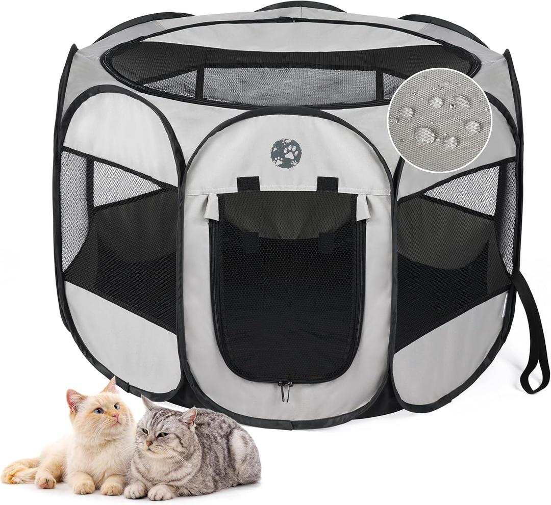 Portable Pet Playpen for Dogs & Cats Foldable Indoor/Outdoor Exercise Pen, Waterproof Puppy Tent, Lightweight Pop-Up Dog Crate with Self-Locking Zipper Door, Collapsible Travel Enclosure
