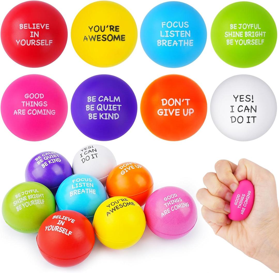 Stress Balls for Adults, Foam Stress Relief Toys for Kids & Adults, Bulk Squeeze Balls for Office Relief Employee Appreciation, Classroom Prizes, Student Gifts, Perfect Party Favors