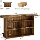 Tribesigns 4-Tier Bar Table, 70.9-Inch Large Wood Home Bar Unit with Wine Glass Holder and Black Footrest, Pub Table with Storage Shelves for Kitchen, Indoor, Brown