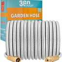 360 GADGET Garden Hose Metal - 50ft Heavy Duty Stainless Steel Water Hose with 8 Function Sprayer & Metal Fittings, Flexible, Lightweight, No Kink, Puncture Proof Hose for Yard, Outdoors, Rv