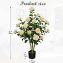 3ft Artificial Camellia Tree Fake Camellia Plant with Yellow Flowers Faux Floral Plant Blooming Tree in Black Pot for Indoor Outdoor Office Home Front Door Porch Decor (1 Pack - Yellow)