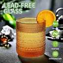 Vintage Hobnail Driinking Glasses Set, Glassware Drinking Set of 8, 12 oz Highball Glasses & 10 oz Cocktail Glasses, Tumbler Glasses for Cocktails, Whiskey, Juice, Milk (Amber)