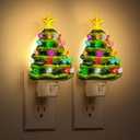 JandCase Christmas Tree Night Light, 3000K Night Lights Plug into Wall,Cute & Funny Christmas Night Light for Kids,Plug in Vintage Decor Nightlight with 360 Rotatable for Home Party Decor,2 Pack