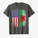 Welsh American Flag T-shirt Wales Usa Pride America Gift T-Shirt for Women Kids Men, Small