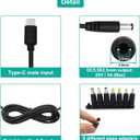 2Pcs 4.9ft USB C Type-C to DC 5.5mm x 2.5mm 12V Output PD Trigger Power Cable Barrel Power Cord with 8 Connectors