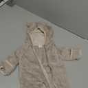 Newborn Baby Bear Outfit With Fold-Over Mittens and Footies Girls Boys Winter Fleece Clothes Hooded Romper Snowsuit (0-3 Months, Beige Grey)