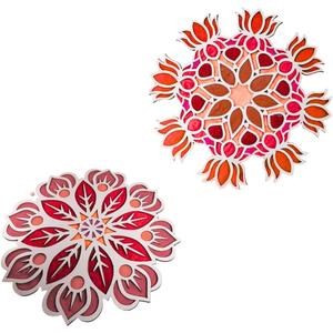 Kalakriti (Pack of 2 Patterns, 12 Inch) Indian Floral Rangoli Stencils for Door Entrance Decoration | DIY Craft Making Tools Kit |Reusable Templates Lotus Mats for Floor Table| Diwali Gift