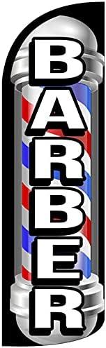 4 Less Co BARBER - Windless Swooper Flag Feather Banner Sign 3x11.5 ft Tall (Flag Only) kq47