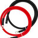 4 AWG Battery Cable,3FT Battery Cables,With 5/16" Ring Terminals for Solar, RV, Auto, Marine Car, Boat