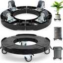 Trash Can Dolly Wheels, Adjustable 15-19 Inch Round Roller with Locking Wheels 440 LBS Heavy Duty Drum Cart Multi Function Rolling Dollies Stand Plant Caddy(2 Packs, Black)