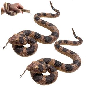 LRCXL Realistic Fake Snakes Toy Soft Rubber Snakes to Keep Birds Away - Rattlesnake Toys for Garden Props to Keep Birds Away, Scare Squirrels, Mice, Pranks Halloween Decoration Props (2 Pack)