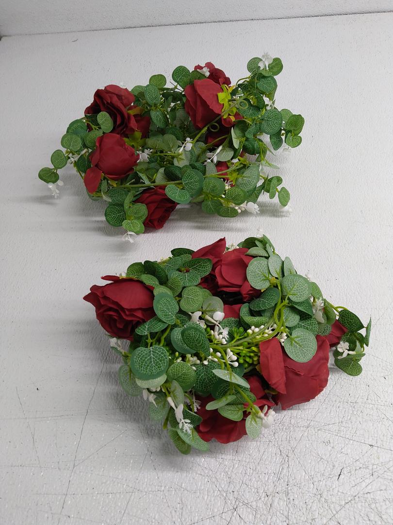 Flower Garland, Artificial Rose Vine Flowers Plants, Hanging Fake Roses Vine for Room Anniversary Wedding Birthday Christmas Wall Arch Decor 2 Pack