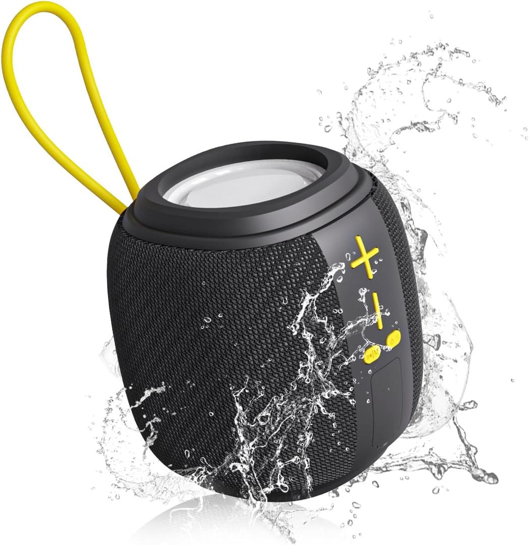 Portable Wireless Speaker, BT5.3, IPX6 Waterproof,Stereo Sound, RGB Lights,TWS Pairing,TF-Card in, for Home Theater, Party,Outdoor Travel (Black)