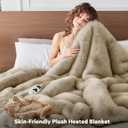 Heated Electric Blanket Throw,Octrot 50"X60" Faux Fur Heating Blanket Luxury Christmas Gifts Heavy Plush with 10 Heats Levels & 8 Hours Auto Off,Super Cozy Warm Fuzzy,Fluffy Decor Winter Warming,Beige