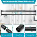 Creatyi 28 to 75 Inches Double Shower Curtain Rod Adjustable Double Shower Curtain Rods for Bathroom (28 to 75'', Black)