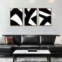 KISSFOX 3 Piece Framed Wall Art Black White Wall Decor Abstract Pictures Modern Minimalist Canvas Art Large Geometry Paintings Artwork for Living Room Bedroom Office, 24x36 In