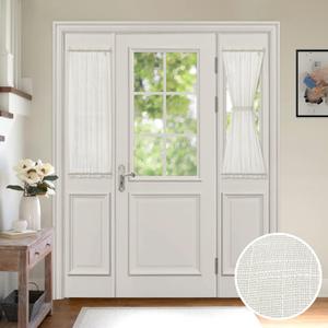 MIULEE Sidelight Door Curtains Set of 2 with Translucent Look Faux Linen Light Filter Window Sheers and Voile 25 Inches Wide by 40 Inches Long Ivory (25"W x 40"L (Pack of 2), Ivory)