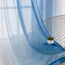 Ombre Chiffon Sheer Curtains Blue for Living Room Gradient Crinkle Semi Voile Curtain Panels for Bedroom Light Filtering Window Drapes for Office, Patio, Holiday Decor, Rod Pocket, 52"Wx95"L, 2 Pcs