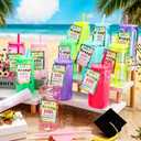 24 Pcs Water Bottle Bulk End of Year Student Gifts Plastic Water Bottles with Lid and Straw Bulk 12oz Graduation End of Year Student Gifts from Teacher Grad Summer Classroom Prize