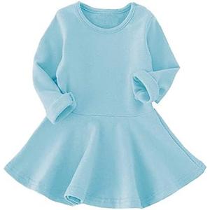 BGIRNUK Girls' Baby Dress Infant Toddler Girl Ruffles Long Sleeves Knit Sweater Cotton Dress Size 110
