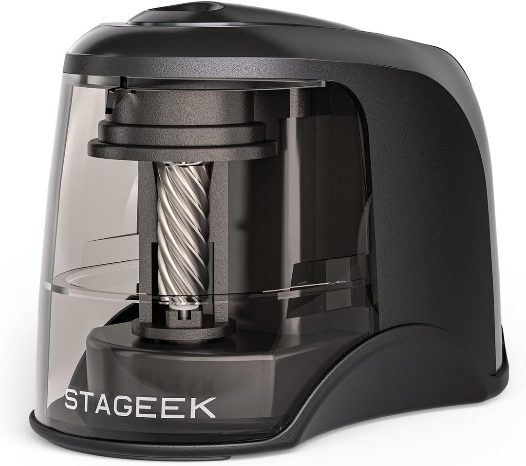 STAGEEK Electric Pencil Sharpener, Plug in or USB/Battery Operated. Fits No.2 and Colored Pencils (6-8mm). Great for School, Classroom, Office and Home(Black)