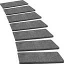 PURE ERA Bullnose Carpet Stair Treads Set Tape Free Non-Slip Indoor Stair Protectors Pet Friendly Rugs Covers Soft Skid Resistant Washable Reusable 9.5" x 30"(14 Pieces,Dark Gray)