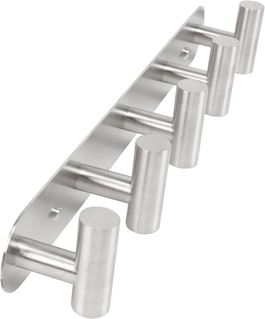 Coat Hook Rack, Wall Mounted Coat Rack with 5 Hooks, Heavy Duty Towel Hook Rack Wall Hooks for Hanging Coat Jacket, Stainless Steel Coat Hanger for Bathroom Entryway Mudroom(Brushed Nickel)