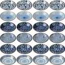 Ramede 24 Pcs Japanese Soy Sauce Dish 3.5 OZ Small Ceramic Dipping Bowls Bulk Mini Side Dishes Vintage Blue Seasoning Porcelain Pinch Bowl Set for Sushi Dip Snack Condiment Appetizer Ketchup BBQ Party