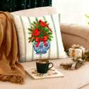 Chinoiserie Christmas Cardinal Pillow Covers 18x18, Cardinal Lovers Gifts, Grandmillennial Christmas Red Bow Bird Tree Decorative Pillow Covers for Home Couch Living Room Bedroom (Color-13)