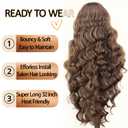 SOKU 13x6 Lace Frontal Wig Highlighted 32 Inch Body Wave Pre Plucked Babyhair Transparent HD Lace Heat Friendly Highlights Brown Bouncy Synthetic Hair
