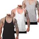 JEEING GEAR Men's Stringer Bodybuilding Workout Gym Tank Tops Training Y Back Cotton, XL