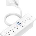 65W USB C Recessed Power Strip, Flush Mount Desktop Recessed Outlet with 4AC & 2 PD GaN USB C & 2 USB-A Ports, 10ft Furniture Hidden Drawer Fast Charging Station for Home Office (White)