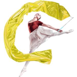 98" Dance Streamer with Scalable Rod, Gymnastics Dance Ribbon Artistic Twirling Ribbon, Church Worship Adoration Dance Banner for Dancer and Church Liturgical Praise (Gold)