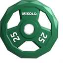 Mikolo Olympic Weights Set 2-Inch Rubber Plates, 12-Sided Non-Roll Rubber Grip with 3 Handles for Home Gym, Strength Training 25 LB Singl